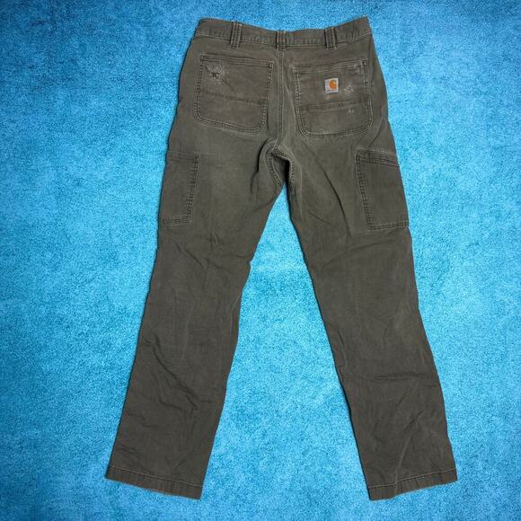 Carhartt Double Knee Carpenter Pants 33x34 Olive Green Distressed Y2K Workwear - Picture 2 of 16